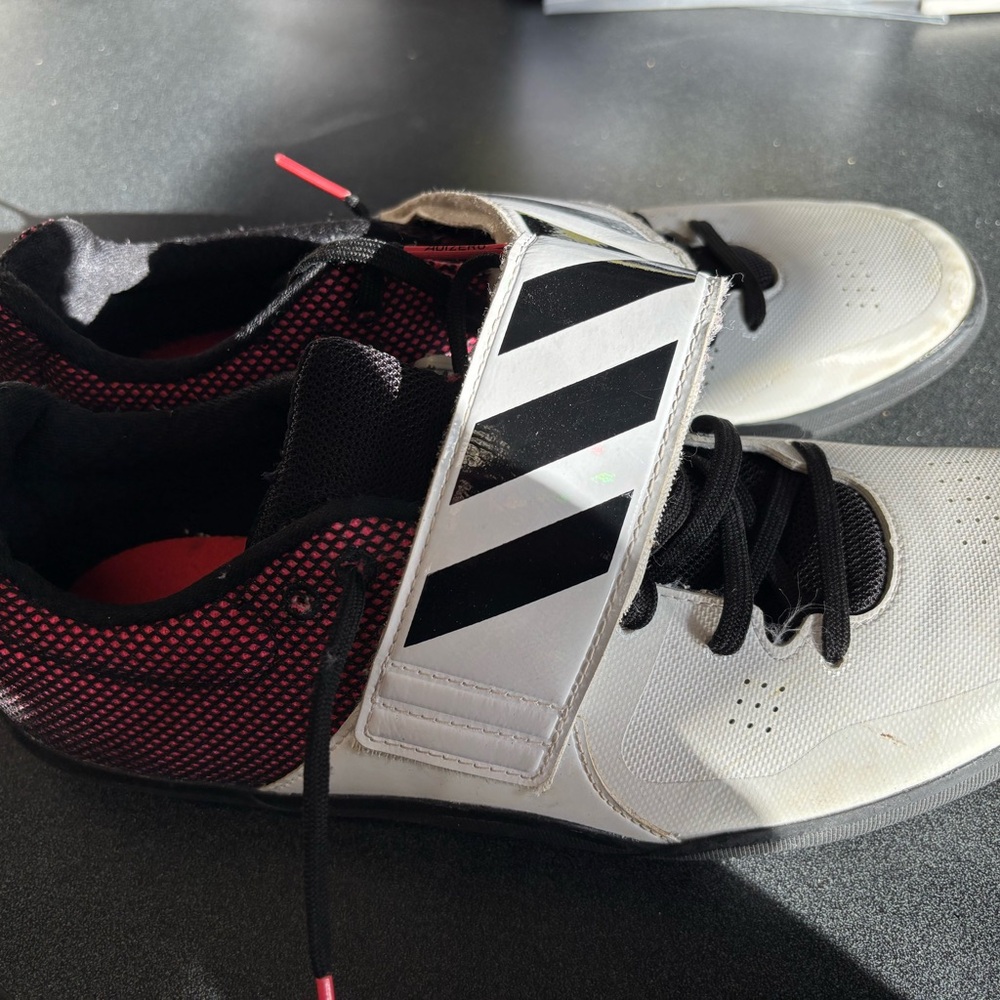 White and Black Shot Put Throwing Shoes